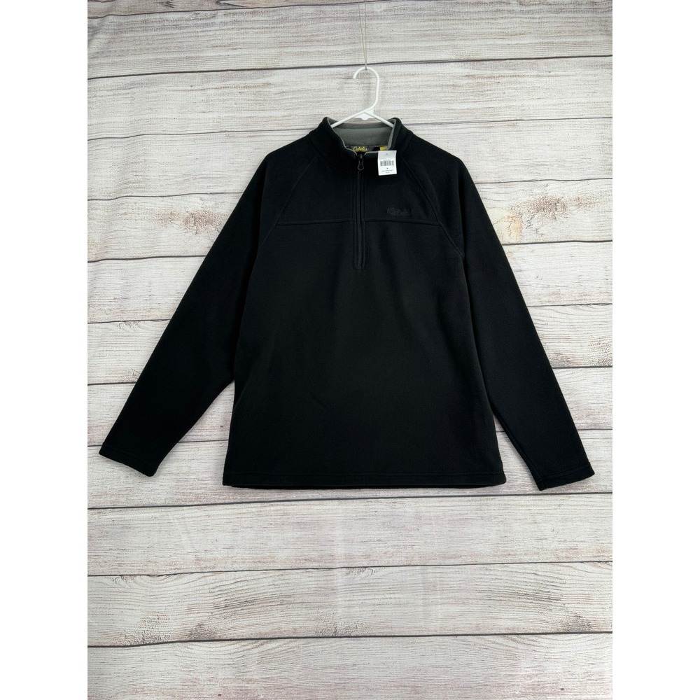 Cabela's Quarter Zip Pullover Mens Size M Black Fleece Outdoor Layering